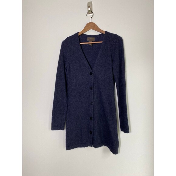 Fenn Wright Manson Sweaters - Fenn Wright Manson Navy Blue Longline Angora Wool Cardigan - Size L